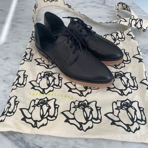 Freda Salvador Black Leather D’Orsay Platform Oxfords NEW